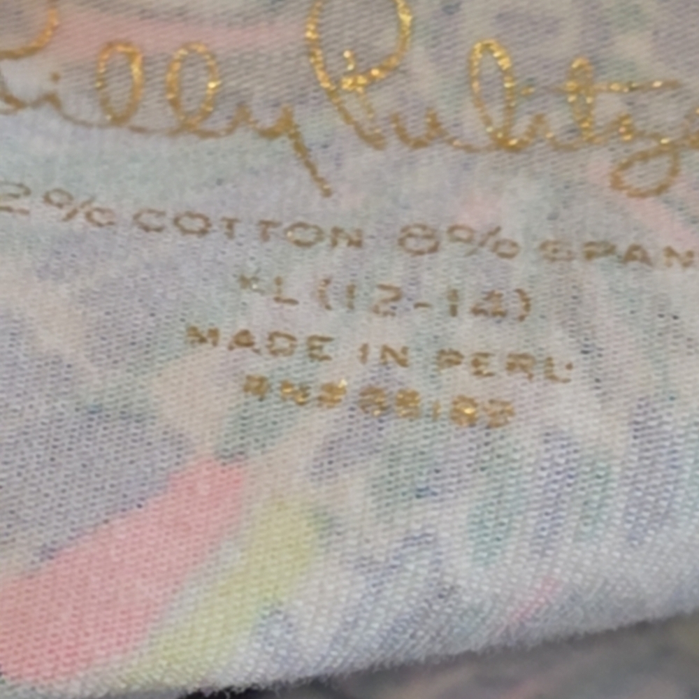 Lilly Pulitzer Girls Capri Leggings Size Xlarge Blue Pink Green Bow - Picture 6 of 8